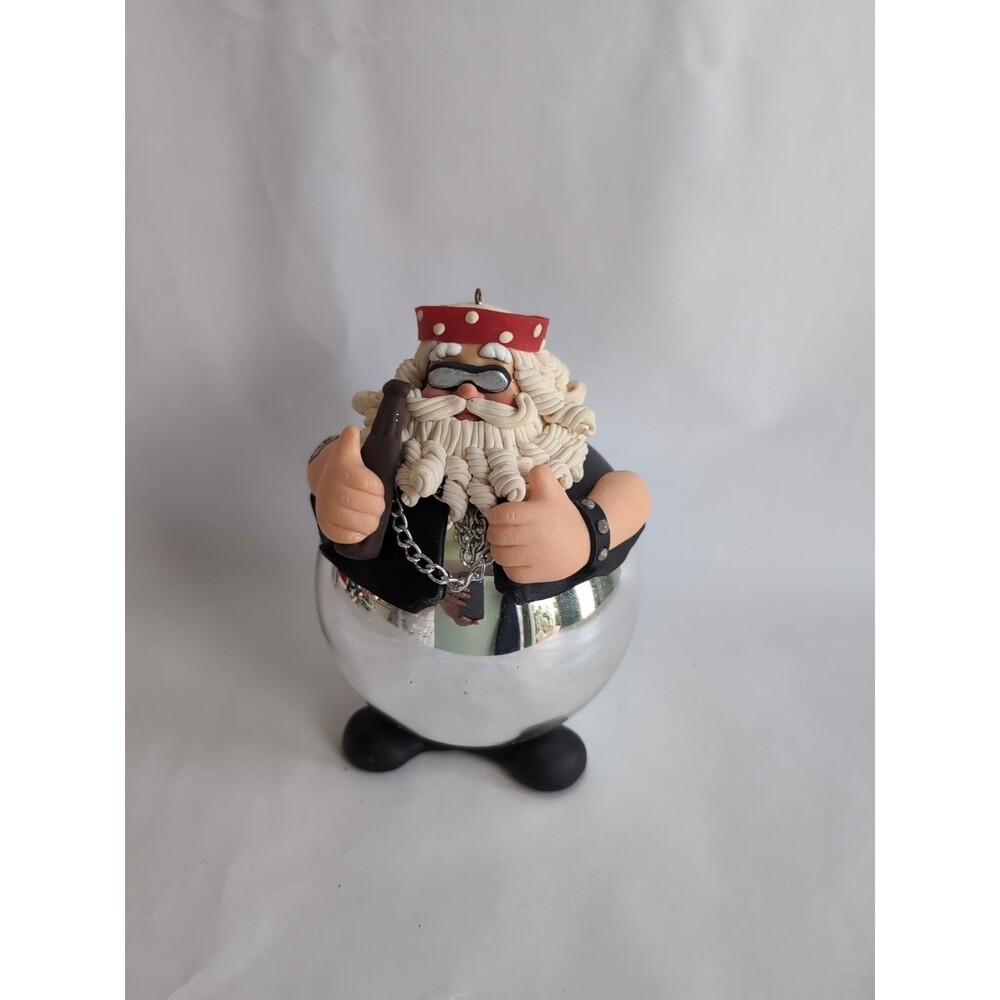Dept 56 Santa Born to Be Wild Biker Beer Tatoo Vintage Ornament 6"